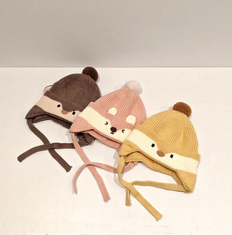 Autumn/Winter Baby Cute Adorable Wool Hat with Ear Protection for Boys & Girls - Thick & Warm Cartoon Design