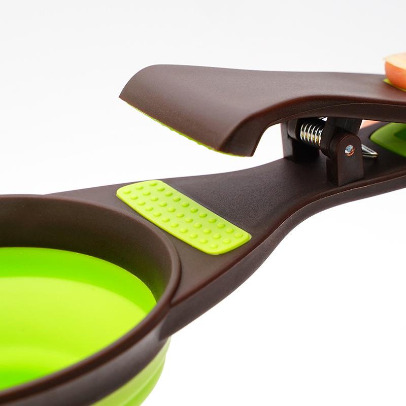 Silicone folding dog food spoon pet spoon with sealing clip food shovel cat food spoon pet supplies