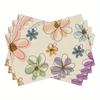 4pc S Vintage Muted Brown Green Placemats Suitable for Dining Table - Rectangular Table S with Elegant Multicolor Floral Design