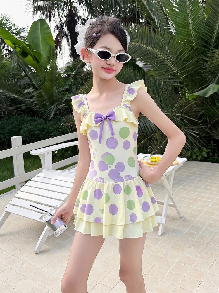 Girls' Sports Swimsuit with Princess Skirt Style