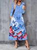 2025 Autumn and Winter New Women Casual Fashion Dress 3D Butterfly Print Long Sleeve V-Neck A-Line Dresses