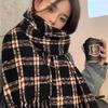 Korean Style Plaid Mohair Scarf - Women's Winter Imitation Cashmere Shawl