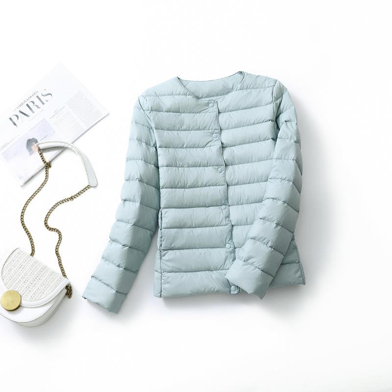 Light and thin down jacket women's long-sleeved jacket autumn and winter windbreaker light and thin collarless down jacket large size slim fit