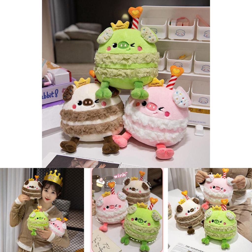 Adorable Cartoon Pig Plush Toy Birthday Cake Candle Stuffed Animal Gift For Kids