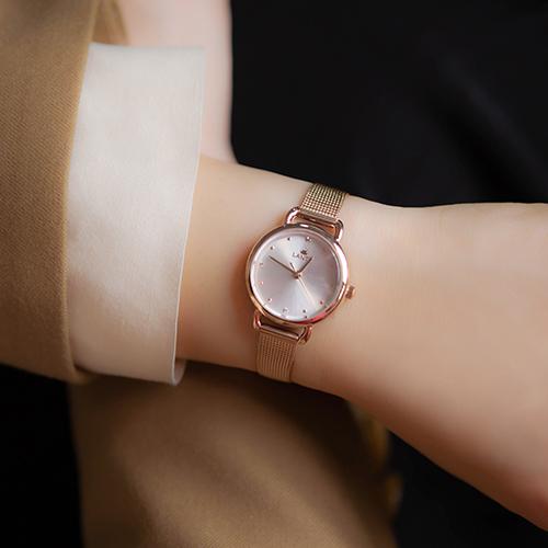 Lanjjeu Rose Gold Domed Glass Formal Casual Women'S Mesh Watch La1280 Rg
