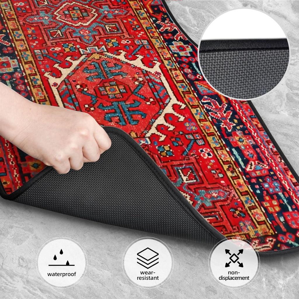 Car Floor Mats Set Of 4, Oriental Turkish Persian Carpet Front And Back Rug Mats Decorative Universal For Cars SUV Trucks Vans