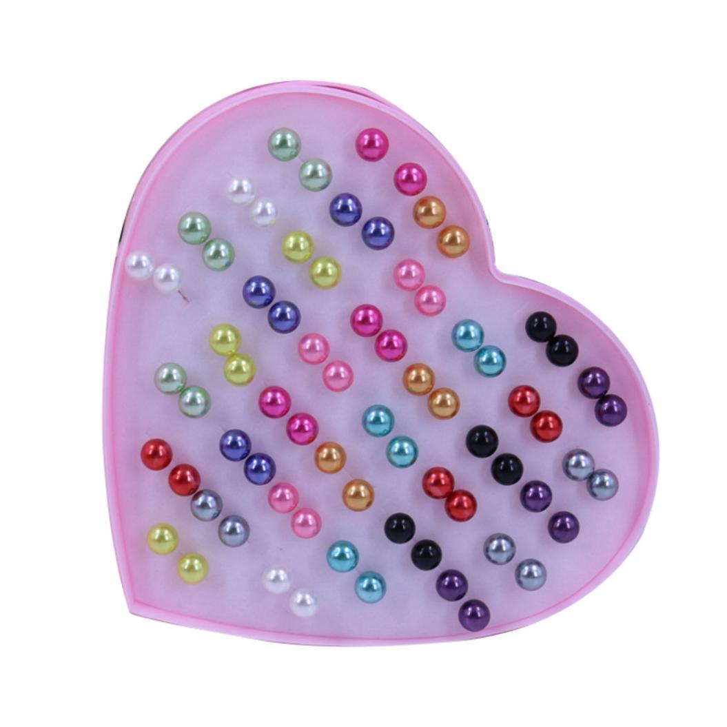 

Fashion Ear Jewelry 36 Pairs Stainless Steel Colourful Cute Faux Pearls Stud Earrings 8mm