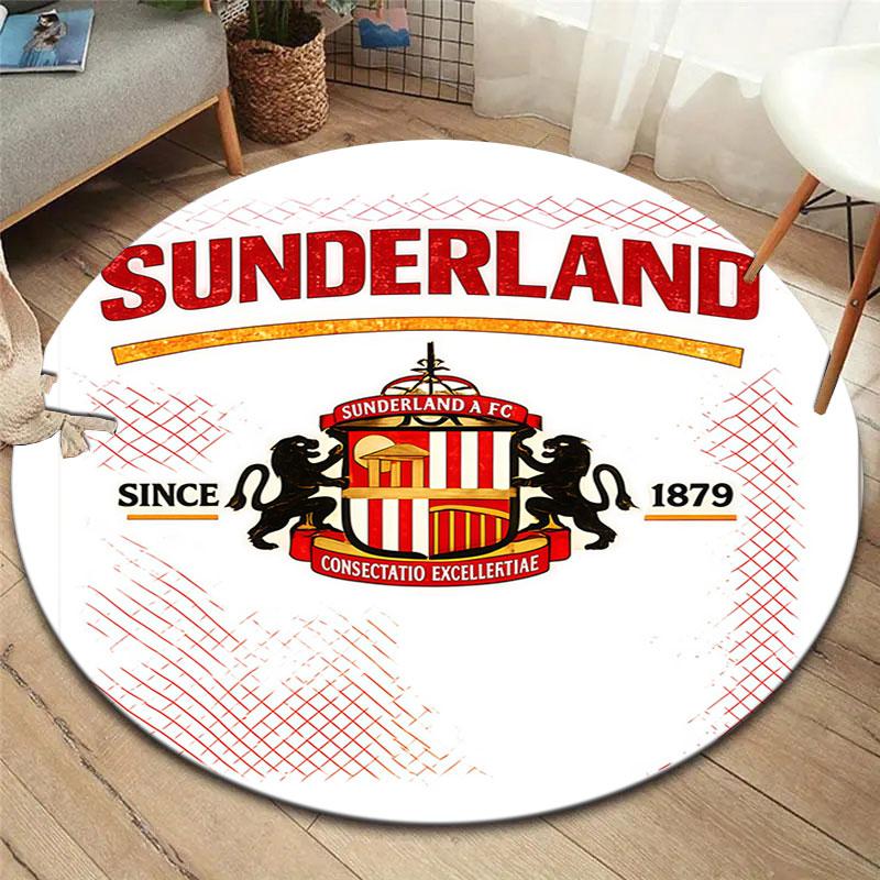 Sunderland Association Football Club Runder Teppich, Teppich für Wohnzimmer Schlafzimmer Sofa Spielzimmer Dekoration, Rutschfeste Fußmatte