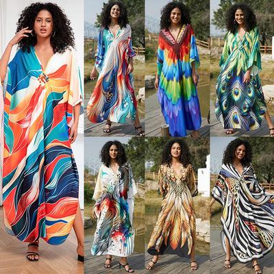 Rochie de plajă cu imprimeu, mărimi mari, europeană și americană