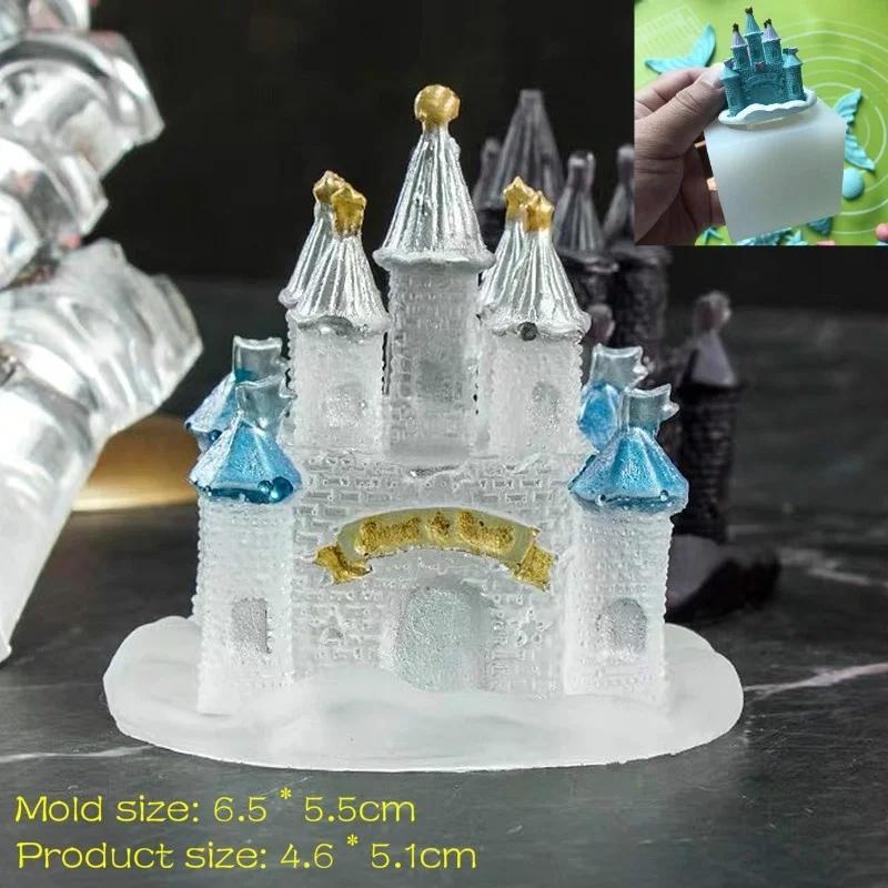 Stampo per Torta Fai-da-te Castello Principessa 3D Stampo in Silicone Castello Tridimensionale Colla Epossidica Cristallo Fai-da-te Stampo in Silicone Antico Stampo per Torta