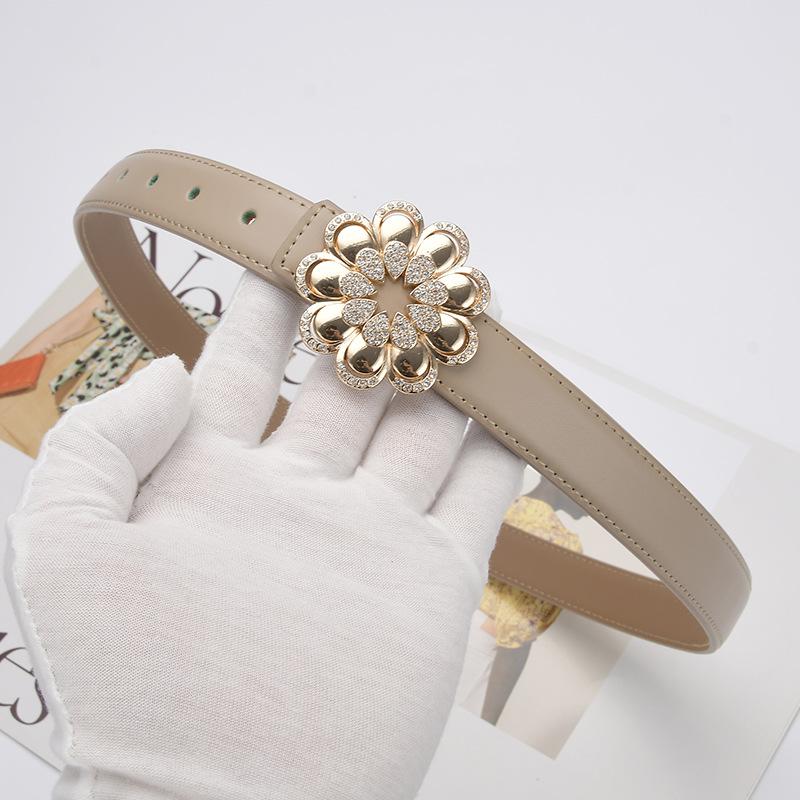 New Leather Belt Women's Genuine Leather Decorative Belt Casual and Fashionable Versatile Trendy Women's Buckle Belt with Jeans