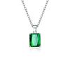 1SET European and American Romantic Emerald Rectangular Zircon Jewelry Set Women's Personality Colorful Rhinestone Necklace Earring Adjustable Ring
