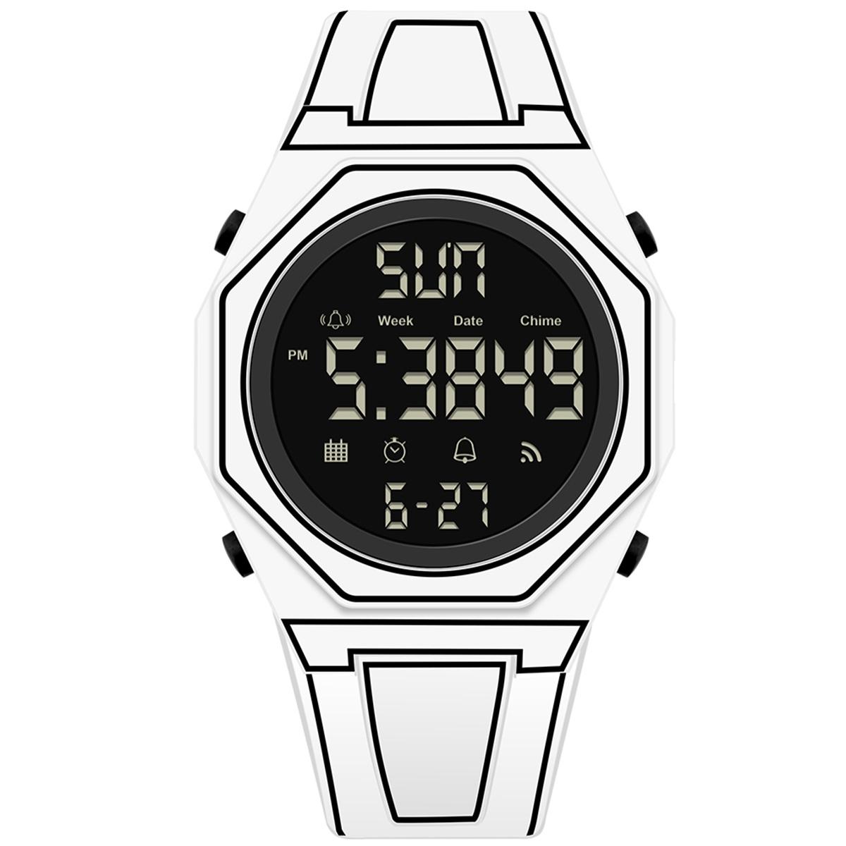 

Modern Simple Sketch Creative Athleisure Watch Creative Design Octagonal Waterproof Watch Comic Style Electronic Watch