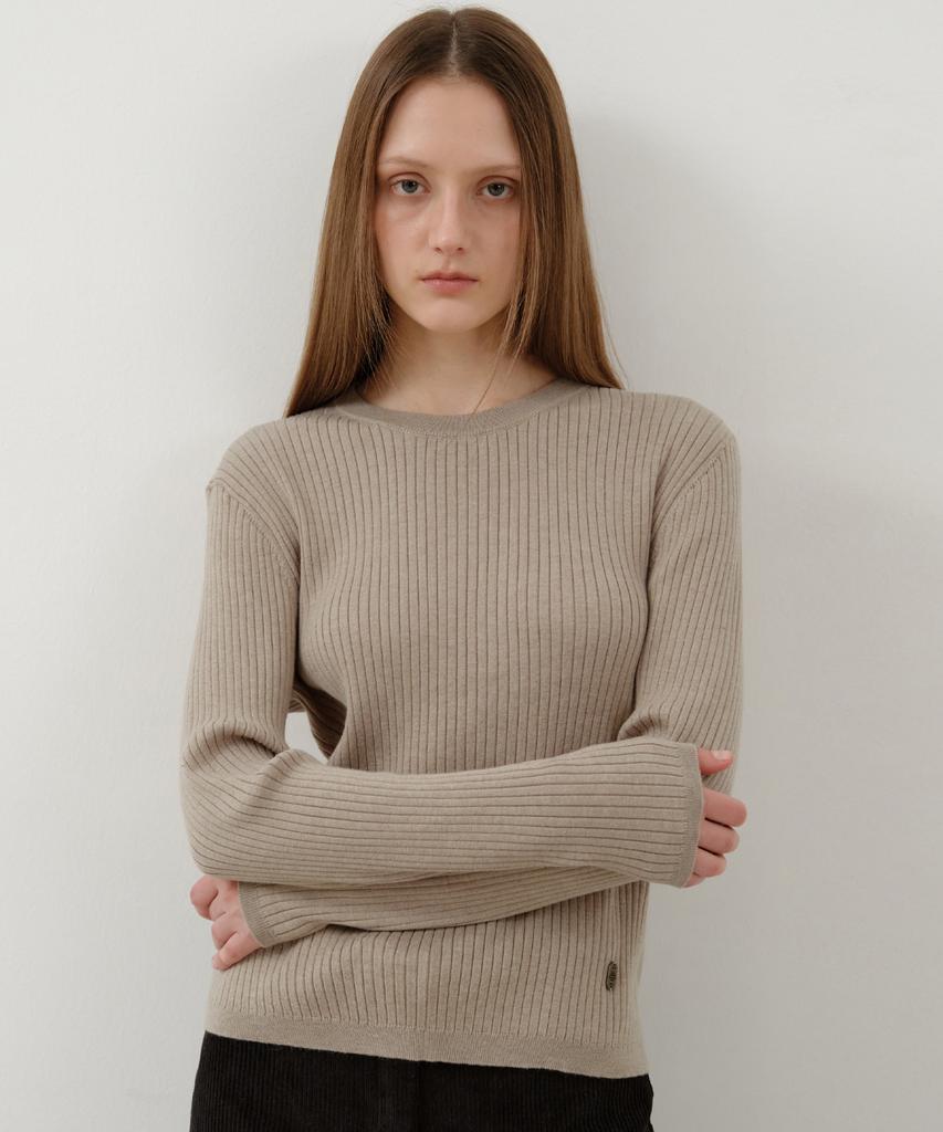 Wednesday Oasis For Woman Relaxed Basic Long Sleeve Knit_Beige(Wc25-Kn58)