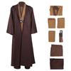Men's Costume Robe Male Jedi Knight Tunic Costume Hooded Full Set Halloween Cosplay Cloak