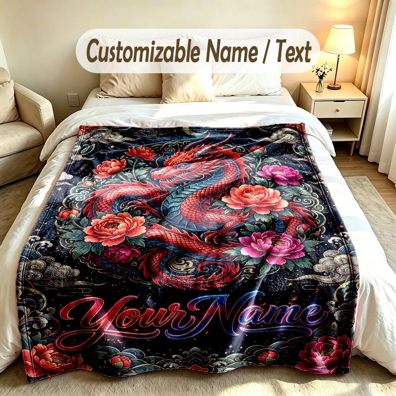 Drachen Phoenix Thema Weiche Decke Personalisierter Benutzerdefinierter Name Text Druck Warme Decke Haus Sofa Schlafzimmer Dekor