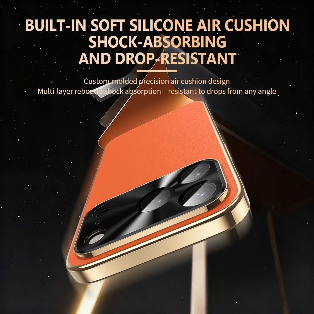 Luxury Plating Matte Leather Phone Case for iPhone 17 Air 16 15 14 13 12 Pro Max Full Camera Coverage Anti-fingerprint Cover