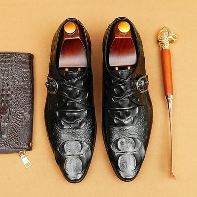 Pinduoduo Source Men'S Leather Shoes Crocodile Pattern Men'S Shoes British Dress Leather Shoes Genuine Leather Business Shoes