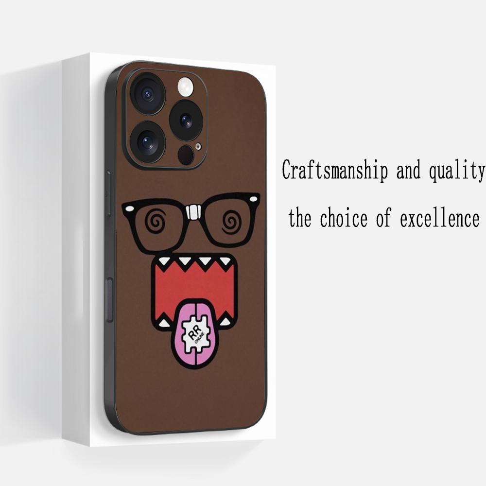 Domo kun cute cartoon anime pattern Phone Case For iPhone 17 16 e 15 14 13 12 Plus Mini Pro Max Soft black Shockproof Cover