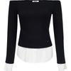 Women's Spliced Faux Layered Boat Neck Sweatshirt