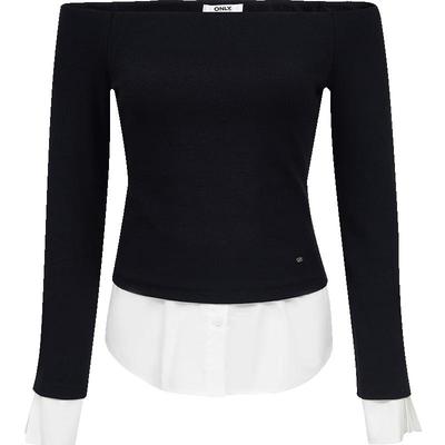 Women's Spliced Faux Layered Boat Neck Sweatshirt