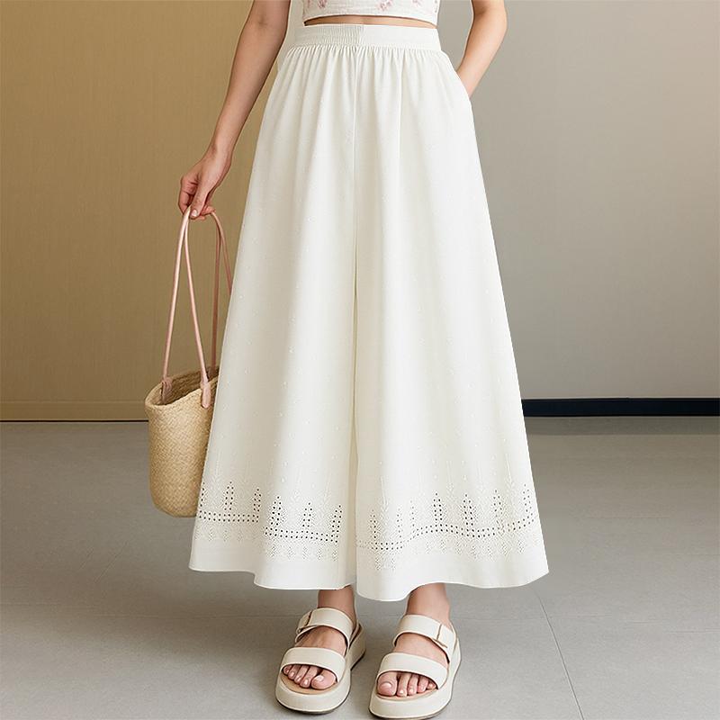 

ZANZEA Women Casual Elastic Waist Loose Wide Leg Cropped Pants S абрикосовий