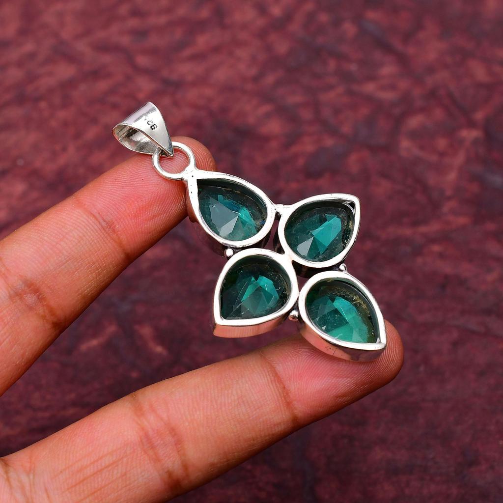 Awesome Paraiba Tourmaline Gemstone Pendant: 925 Sterling Silver Handmade Pendant Necklace Jewelry