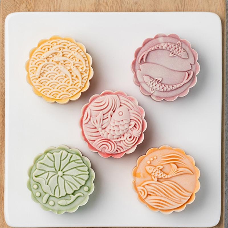 Mooncakes Molds Cookie Stamps Dessert Baking Tool Hand Pressure Chinese Pastries Mould for Celebration and Gatherings
