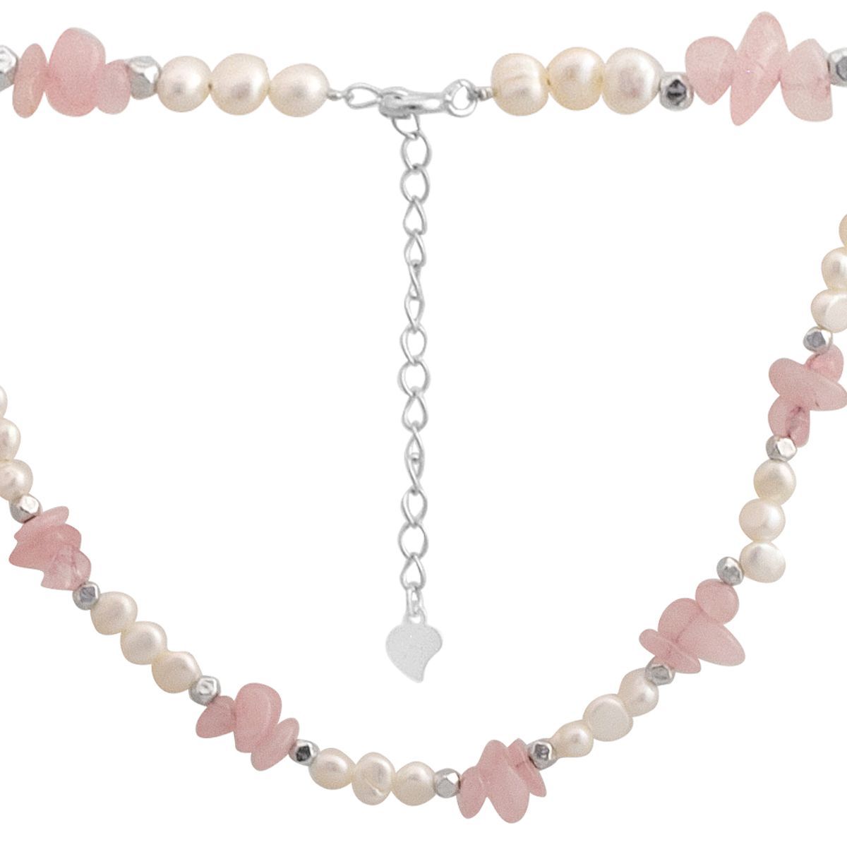 

Срібне кольє з натуральними барочними перлами, кварцом, вага виробу 19,7 гр (2184898) 40-45cm білий