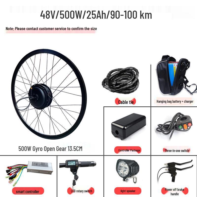 48V Electric Pedal Assist Mountain Bike Conversion Kit, 500W/750W Rear Drive, High-Speed Climbing Motor