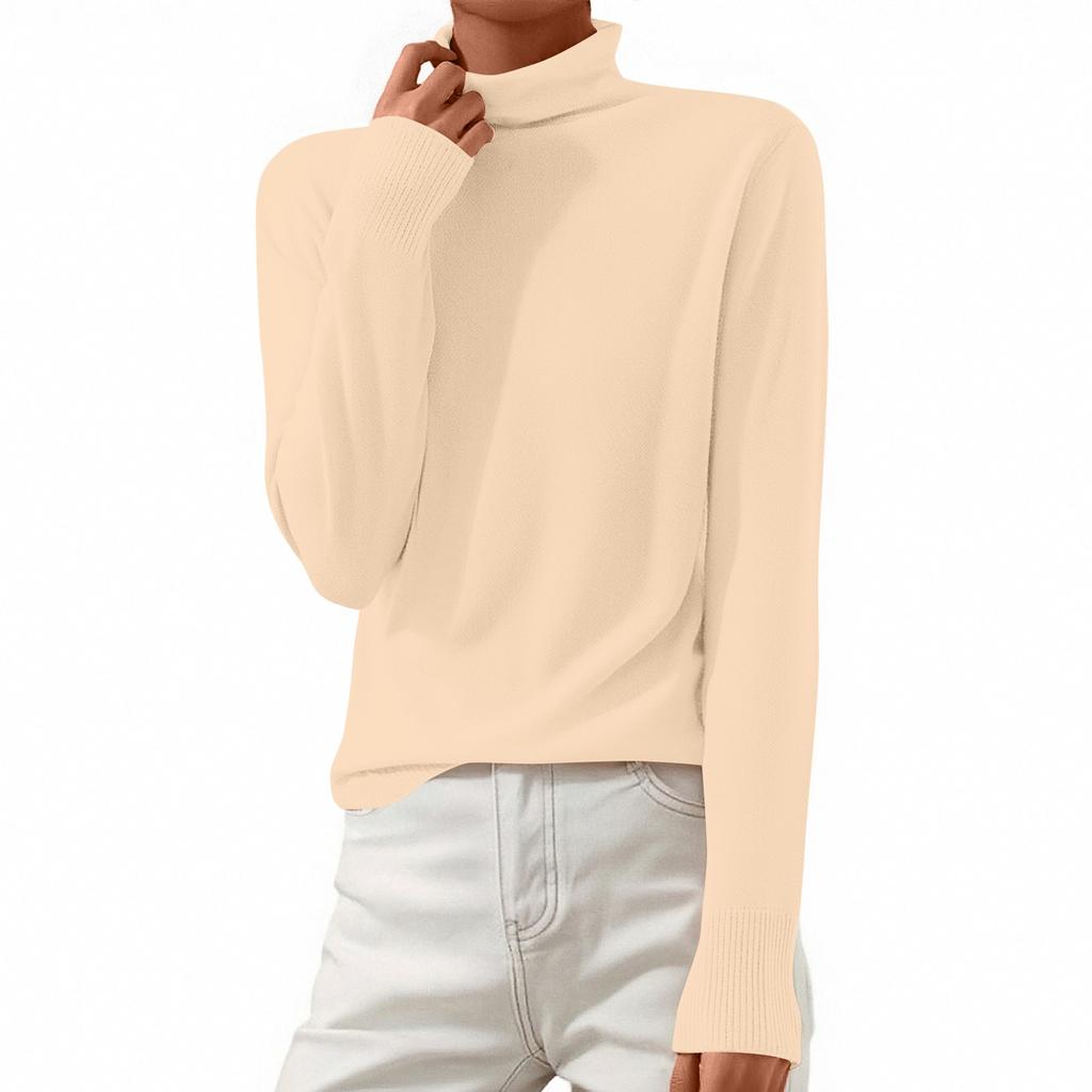 Women's Slim Fit Temperament Wool Long Sleeve Seamless Turtleneck Sweater