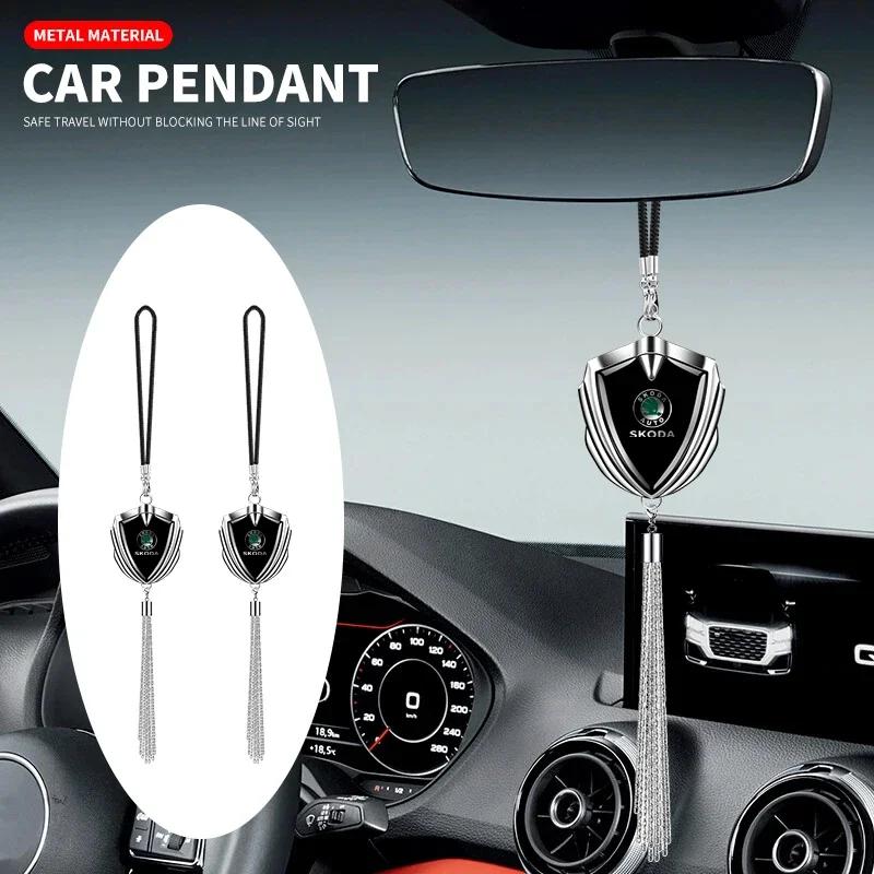 3D Metal Car Styling Pendant Auto Rearview Mirror Pendants Auto Accessories For Skoda Octavia Superb Rapid Kodiaq Fabia Roomster WL5