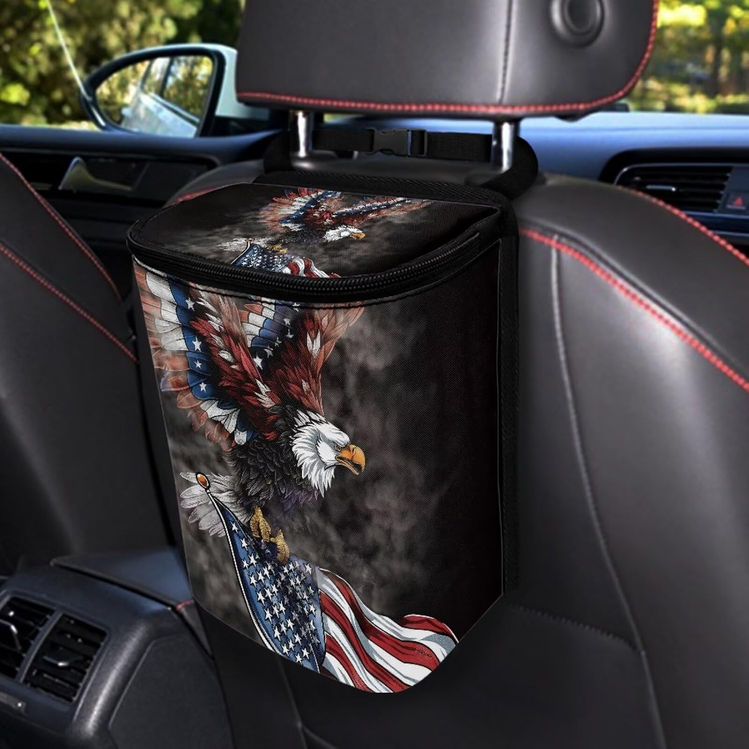 

Sea Turtle Car Trash Bag Leakproof Car Trash Garbage Bag Hanging Vehicle Trash Can Bin Car Car Decorative Trash Bag for SUV Sedans Van American Flag Eagle Print