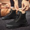 Fashion Tooling Boots Men Winter Casual Leather Shoes Ankle Men's Biker Boot Young Fashion Water Proof Full Black Non-slip Male Footwear
