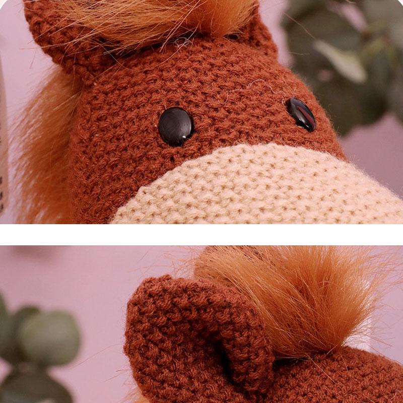 Creative Stuffed Animals Toy Knitted Animal Doll Baby Comfort Rattle Doll Crochet Knit Toy Cute Little Bear Deer Knitted Animal