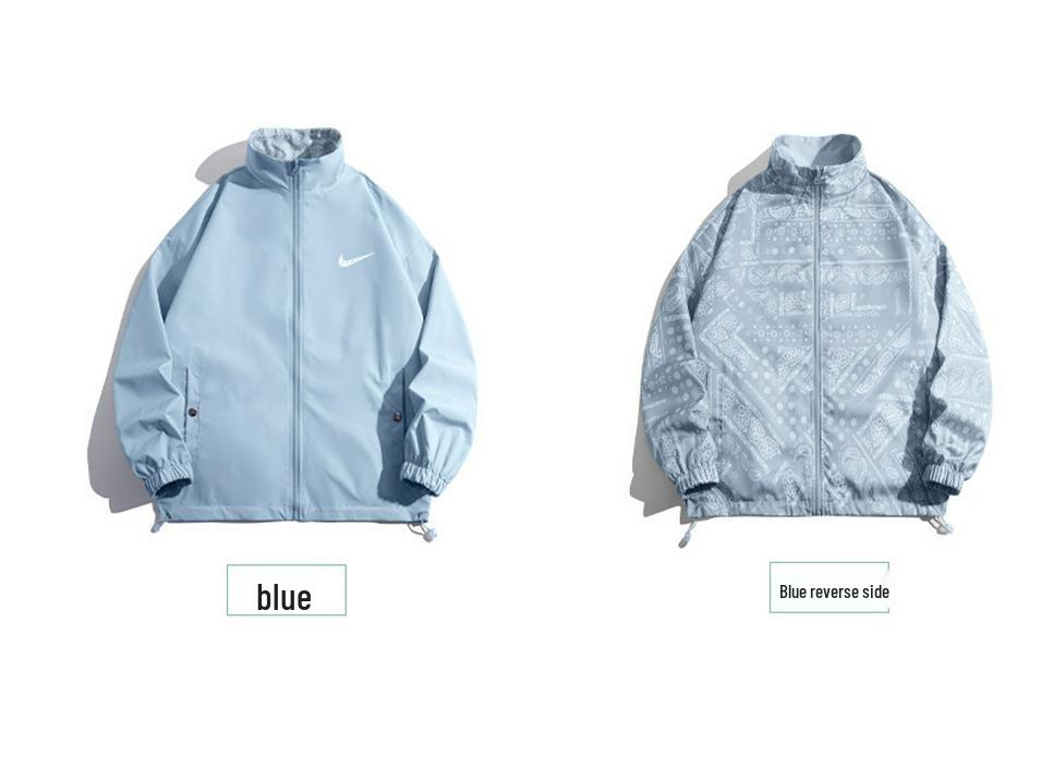 Men's 2024 Spring/Autumn Reversible Stand Collar Sports Jacket - Trendy Casual Windbreaker for Students and Couples