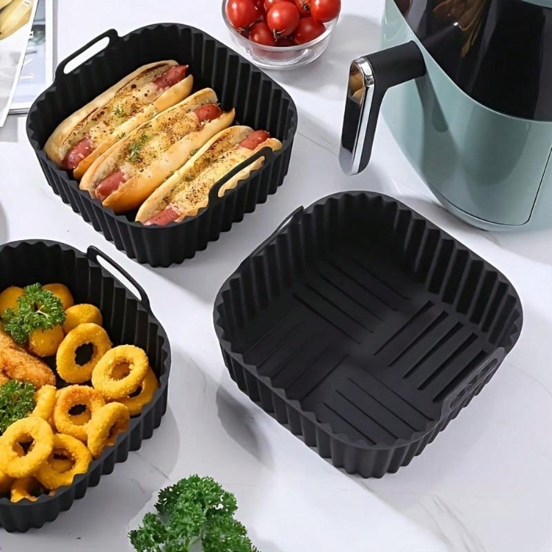 Air Fryer Liner, Air Fryer Accessories, Kitchen Supplies To Replace Disposable Baking Tray Paper Liners, Black Square