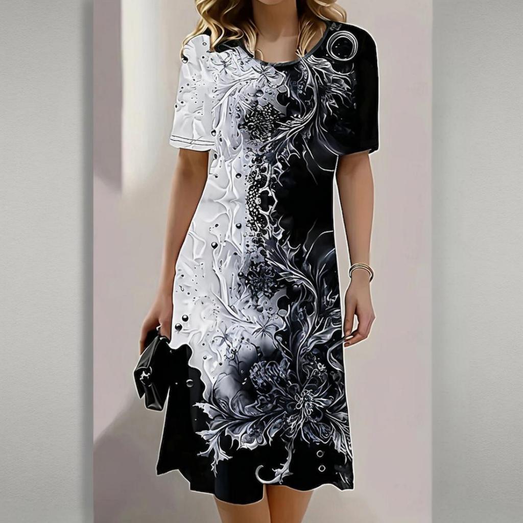 Damen Mittel Lang Bedruckte Kleider Mode Damenbekleidung Sommer Täglich Locker Blumenbedruckt