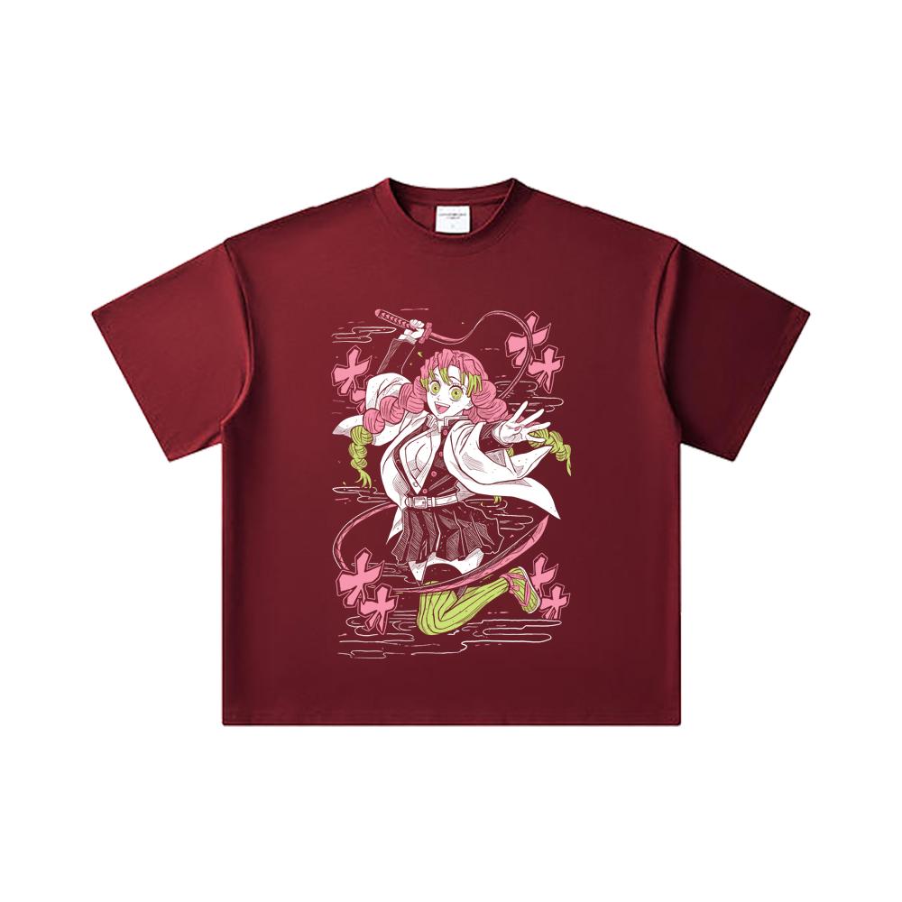 260 GSM Double Yarn 32 Count 100% Cotton Demon Slayer V49 Mitsuri Print Unisex Heavy Cotton T Shirt