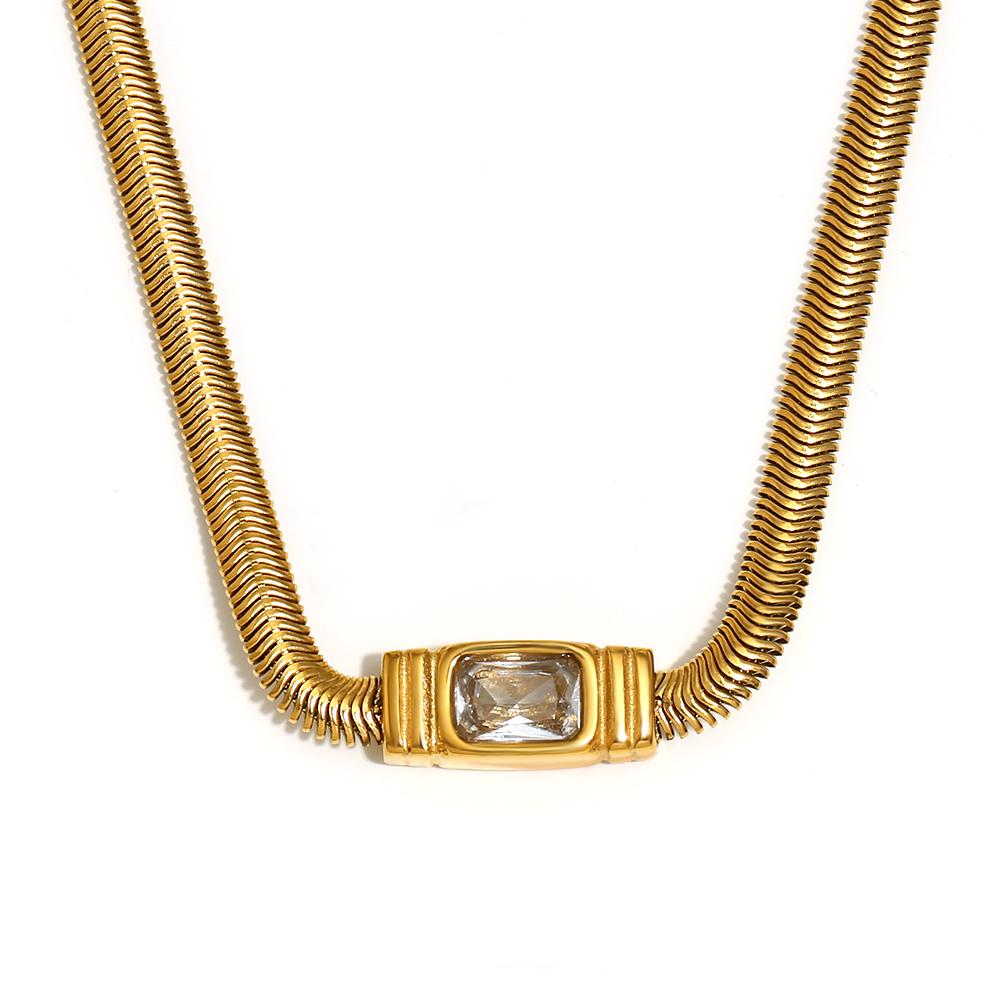 

MamacitaSlay Classic Clear Red Zircon 4mm Snake Chain Gold Plated Necklaces for women Tarnish Free stainless steel jewelry 41cm