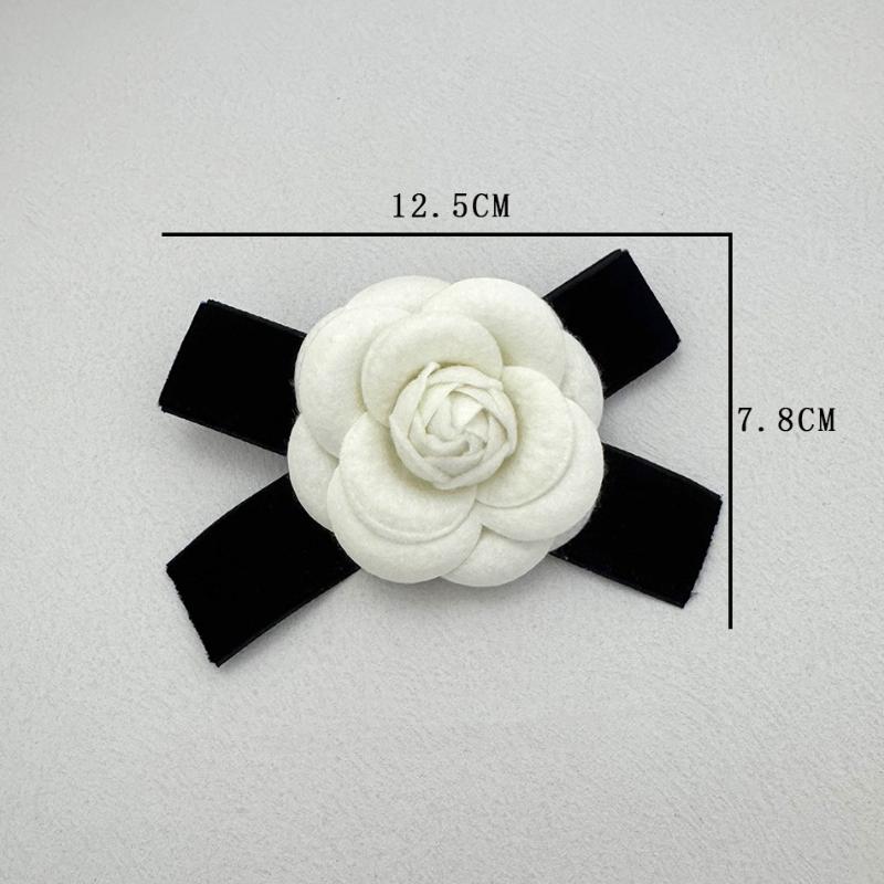 Retro Black Bow Brooches For Women Fabric Camellia Flower Pearl Shirt Collar Pins Corsage Clothing Accessories Jewelry Gifts
