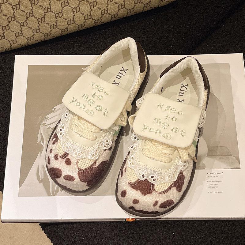 

Корейская версия моды 2025 милые милые туфли-пуфы женские летние дышащие универсальные легкие плоские повседневные тренировочные туфли 40