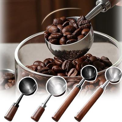 Geschenke 15/30ml Messlöffel mit rundem Kopf Holzgriff Edelstahl Messbecher Messzubehör Kaffeemesslöffel