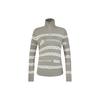 Golf Series Striped Letter Print High Neck Pullover Long Sleeve Knit Sweater Women Sweater Driftwood-Gray A11W345401F-GY