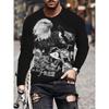 Men's Autumn and Winter 3D Printed Crew Neck Long Sleeve T-Shirt Fashion Versatile Trend Breathable Casual
