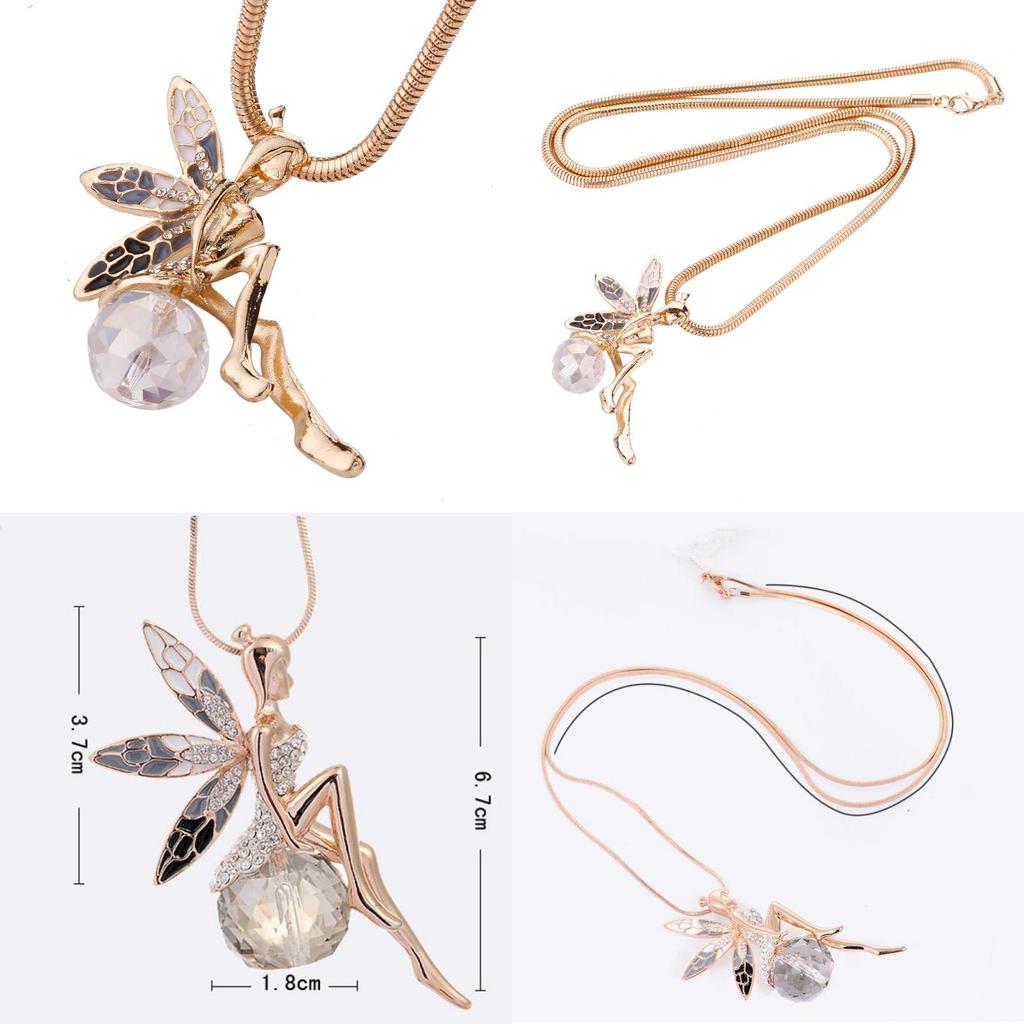 Angel Wing Necklace Floral Design Elegant Alloy Pendant Jewelry Gift For Women Special Occasion