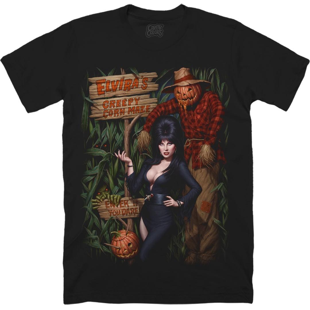 Halloween T-Shirt – Elvira’s Creepy Corn Maze Vintage Horror Graphic Tee1 S