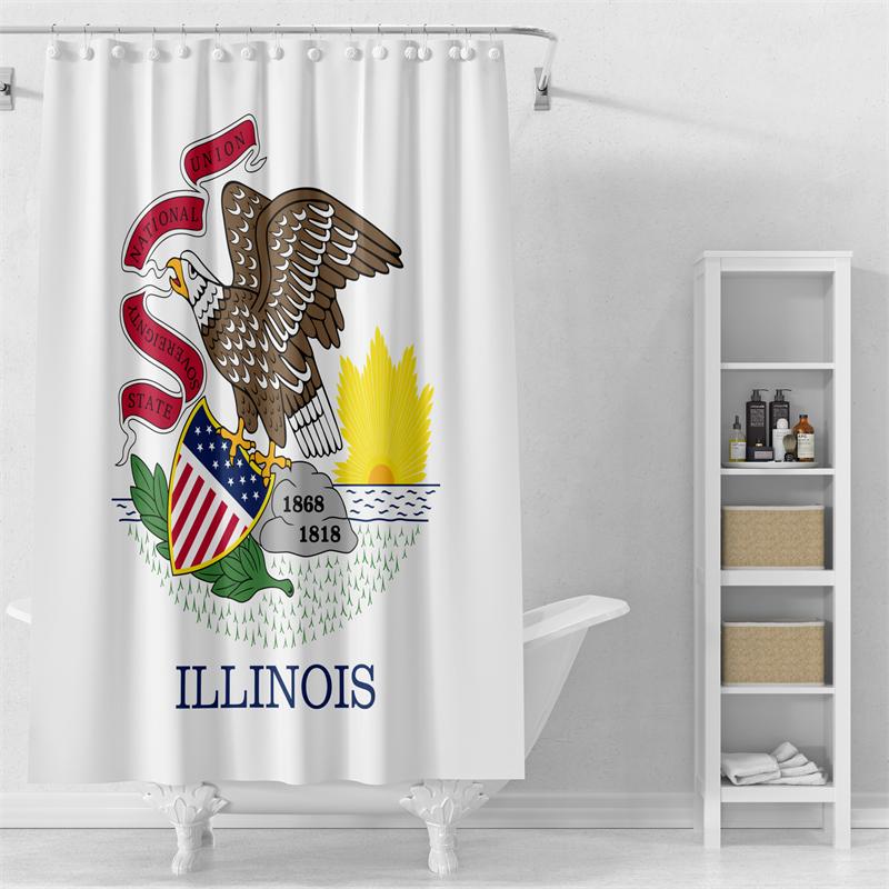 Gaslight Gatekeep Girlboss Illinois Shower Curtain Set With Grommets And Hooks For Bathroom Decor W60H190(CM)-1 Pcs