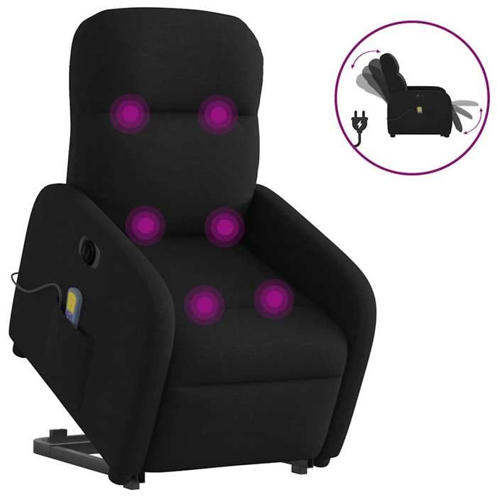 VidaXL Fauteuil inclinable de massage électrique Noir Tissu 3303004