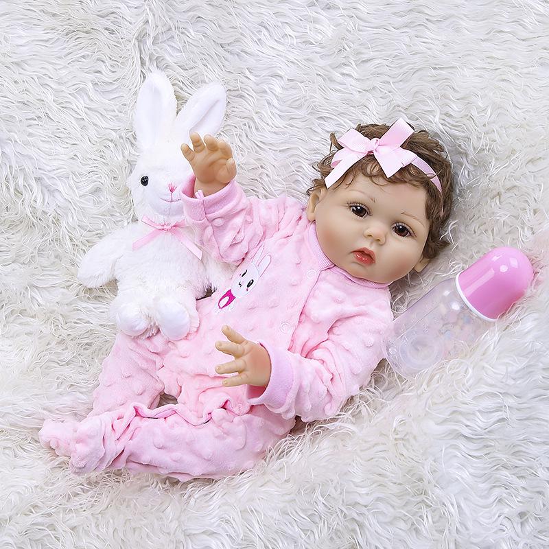 47cm Realistic Soft Silicone Waterproof Doll - Lifelike Toy and Gift for Girls розовый